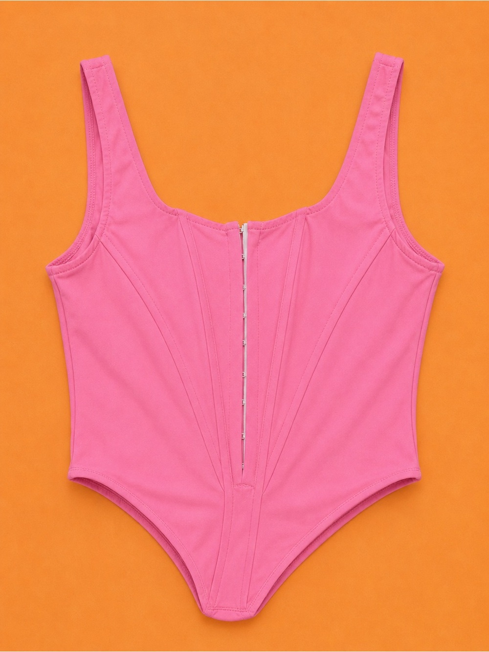 Kids Pink One-Piece Swimsuit - Zipper Front